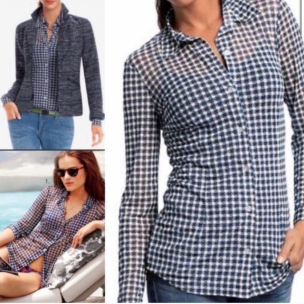 CAbi button down blue sheer Sz M